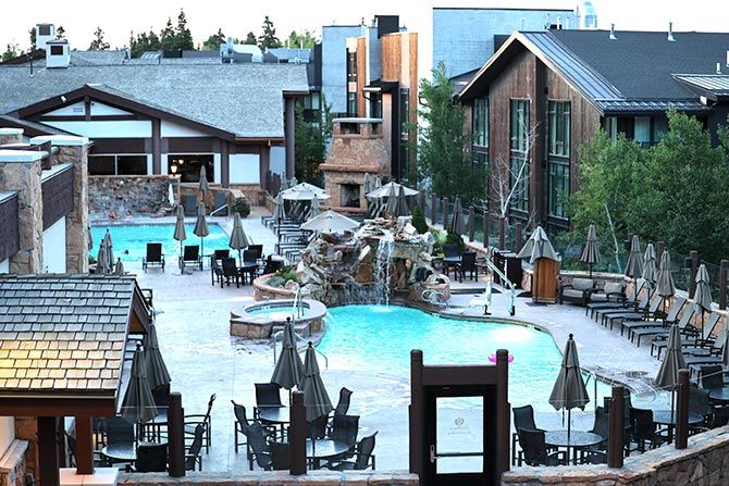Pool at a ski resort in the summer